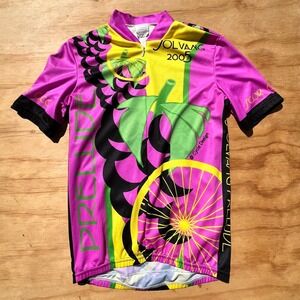 BioDerm Solvang 2005 Prelude Cycling Jersey Pink Yellow Graphic Mens Small USA